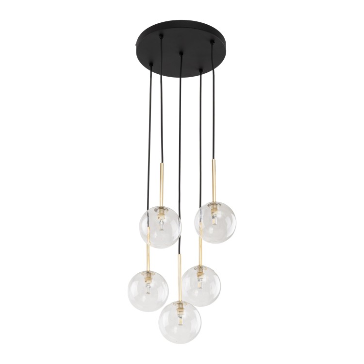 NILOS BLACK / GOLD Lampa wisząca 5 5943 TK Lighting Złoty, Czarny Transparentny