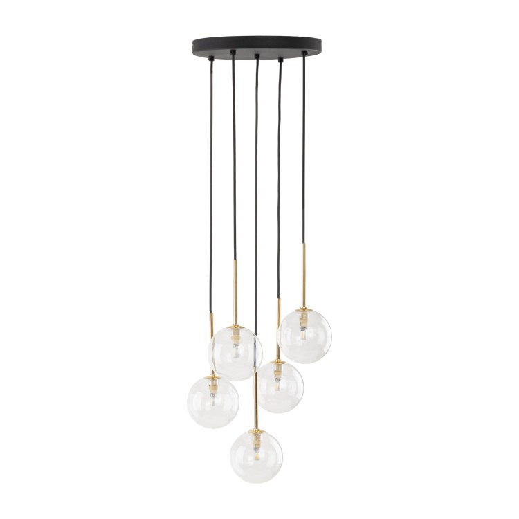 NILOS BLACK / GOLD Lampa wisząca 5 5943 TK Lighting Złoty, Czarny Transparentny