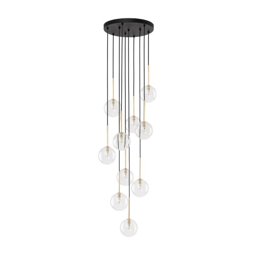 NILOS BLACK / GOLD Lampa wisząca 10 5944 TK Lighting Złoty, Czarny Transparentny