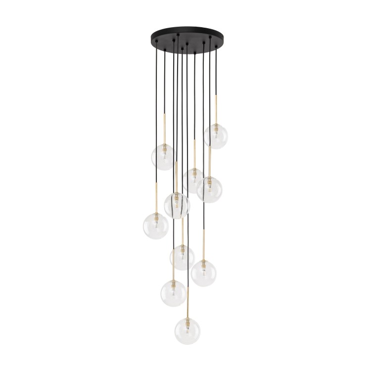 NILOS BLACK / GOLD Lampa wisząca 10 5944 TK Lighting Złoty, Czarny Transparentny