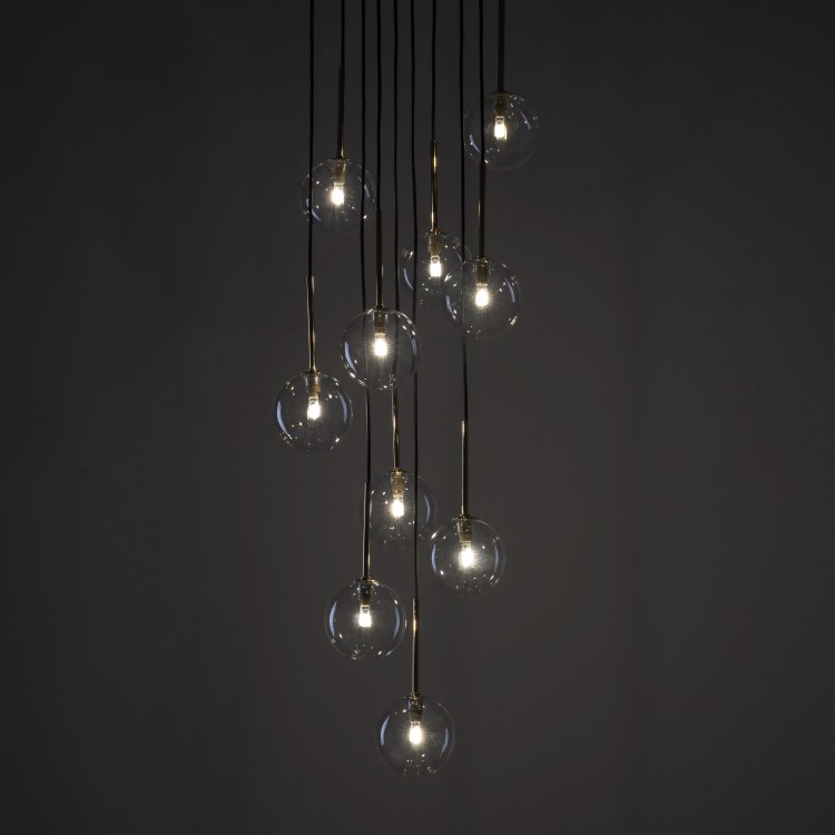 NILOS BLACK / GOLD Lampa wisząca 10 5944 TK Lighting Złoty, Czarny Transparentny