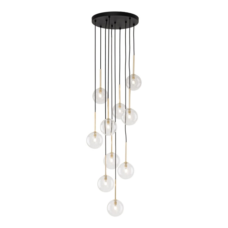 NILOS BLACK / GOLD Lampa wisząca 10 5944 TK Lighting Złoty, Czarny Transparentny