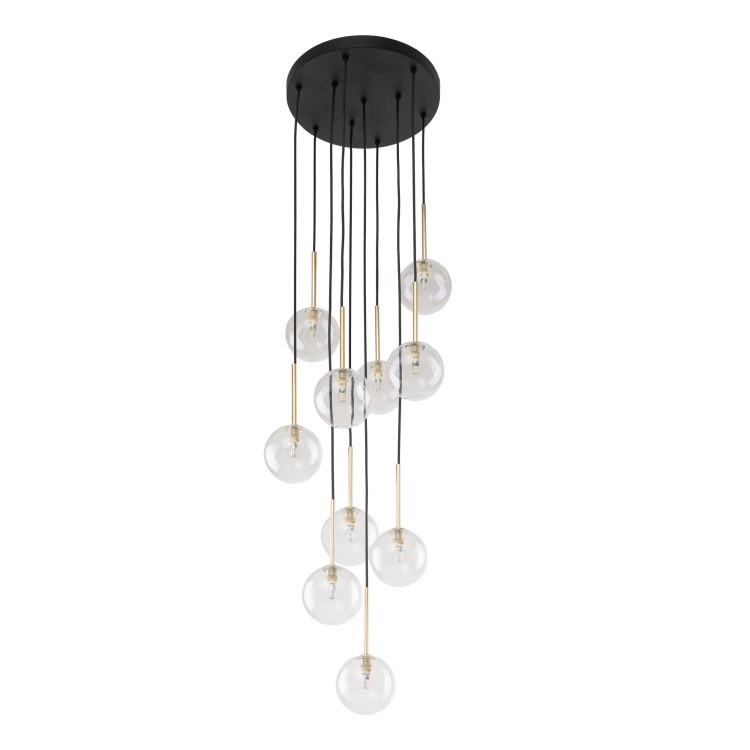 NILOS BLACK / GOLD Lampa wisząca 10 5944 TK Lighting Złoty, Czarny Transparentny