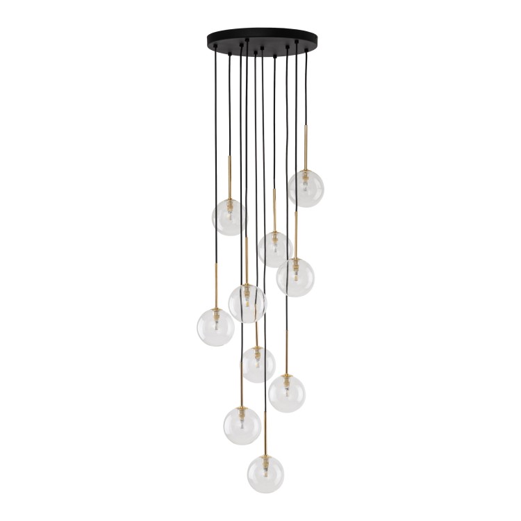 NILOS BLACK / GOLD Lampa wisząca 10 5944 TK Lighting Złoty, Czarny Transparentny