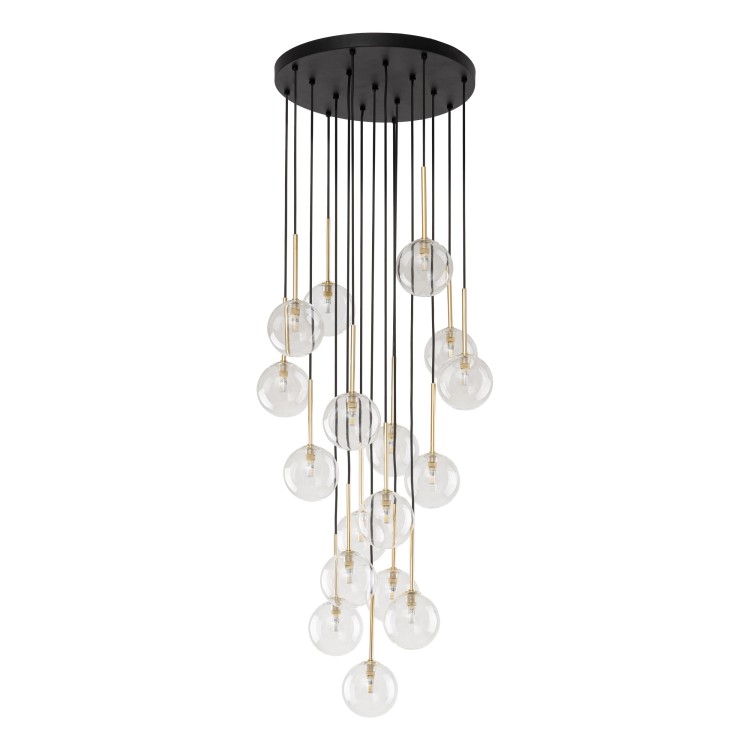 NILOS BLACK GOLD Lampa wisząca 17 5945 TK Lighting Złoty, Czarny Transparentny