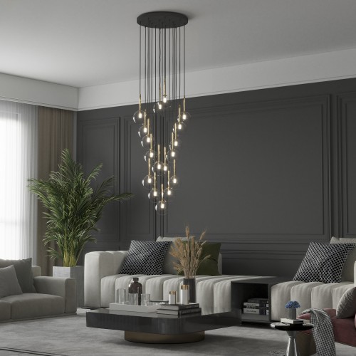 NILOS BLACK GOLD Lampa wisząca 17 5945 TK Lighting Złoty, Czarny Transparentny