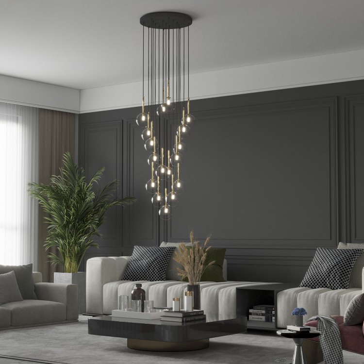 NILOS BLACK GOLD Lampa wisząca 17 5945 TK Lighting Złoty, Czarny Transparentny