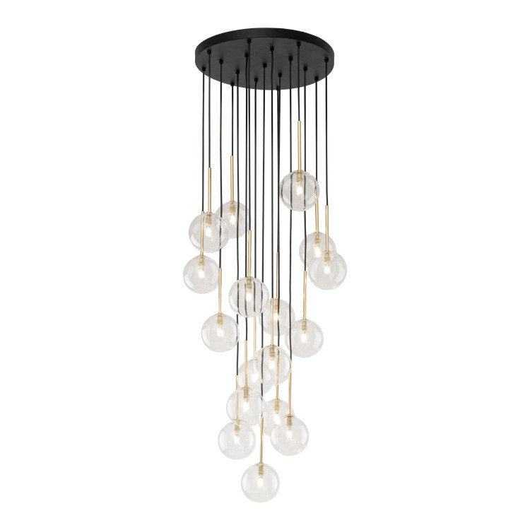 NILOS BLACK GOLD Lampa wisząca 17 5945 TK Lighting Złoty, Czarny Transparentny