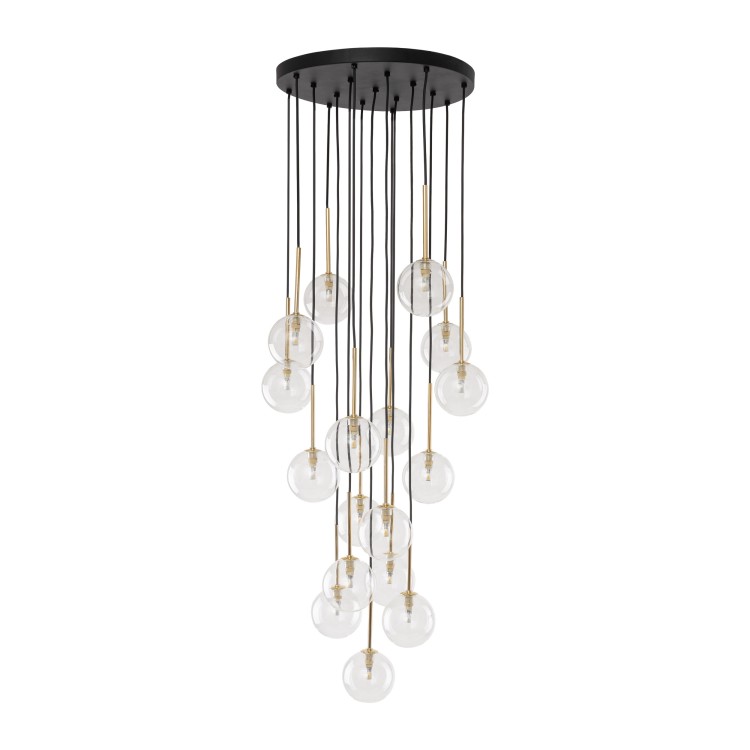 NILOS BLACK GOLD Lampa wisząca 17 5945 TK Lighting Złoty, Czarny Transparentny