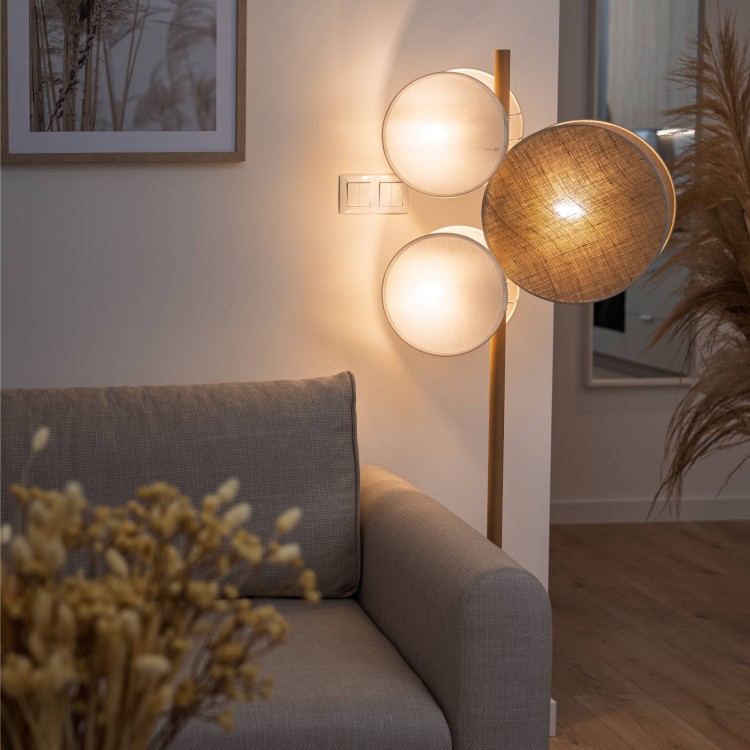 PULSE Lampa podłogowa 3 5960 TK Lighting Biały, Sosna Juta, Biały