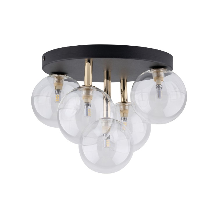 NILOS BLACK / GOLD Lampa sufitowa 5PŁ 758 TK Lighting Złoty, Czarny Transparentny