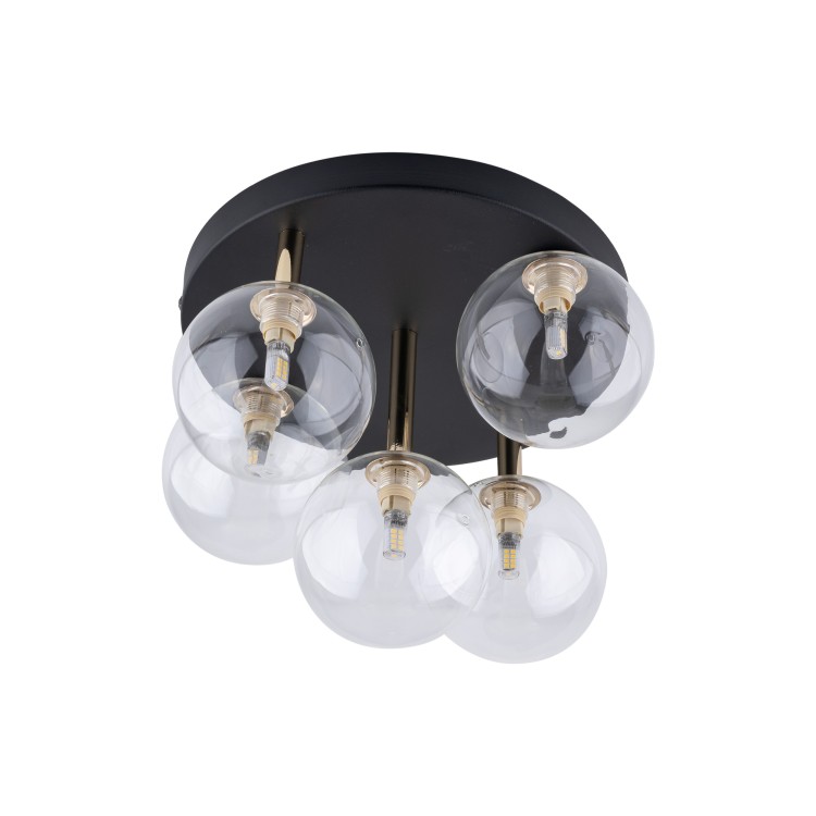 NILOS BLACK / GOLD Lampa sufitowa 5PŁ 758 TK Lighting Złoty, Czarny Transparentny