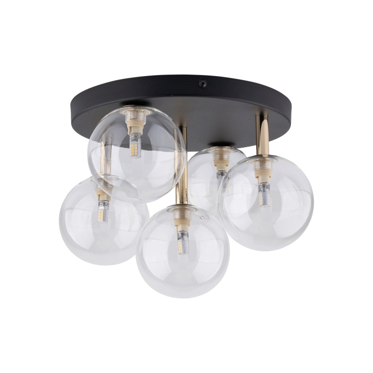 NILOS BLACK / GOLD Lampa sufitowa 5PŁ 758 TK Lighting Złoty, Czarny Transparentny