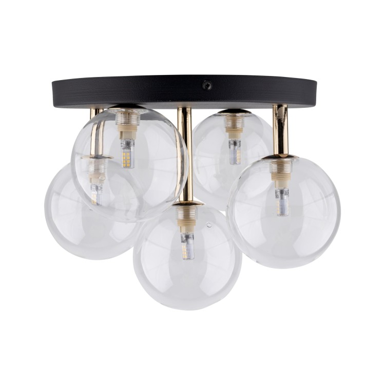 NILOS BLACK / GOLD Lampa sufitowa 5PŁ 758 TK Lighting Złoty, Czarny Transparentny