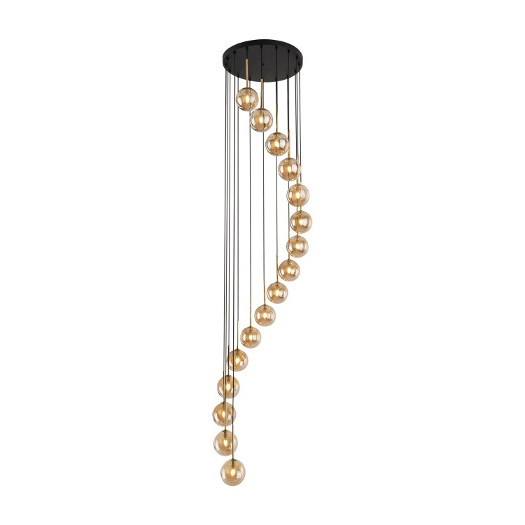 AURORA GOLD Lampa wisząca 16 6023 TK Lighting Złoty, Czarny Bursztynowy