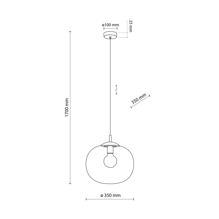 VIBE TRANSPARENT Lampa wisząca 1 350 4818 TK Lighting Czarny Transparentny