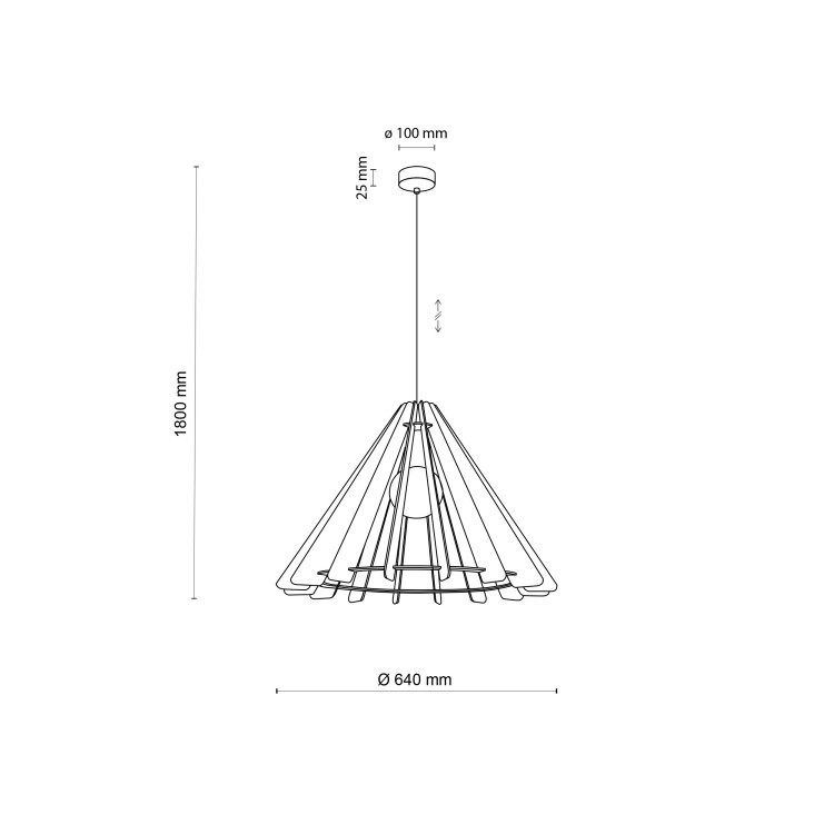 ERIS WOOD Lampa wisząca 1 L 6611 TK Lighting Czarny