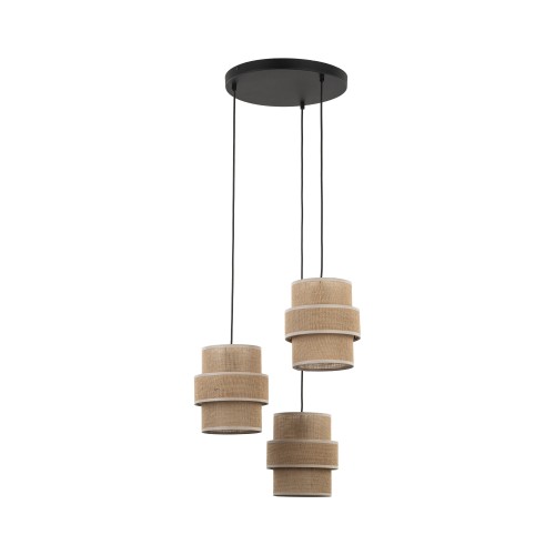 CALISTO JUTA Lampa wisząca 3 Koło 6098 TK Lighting Czarny Juta