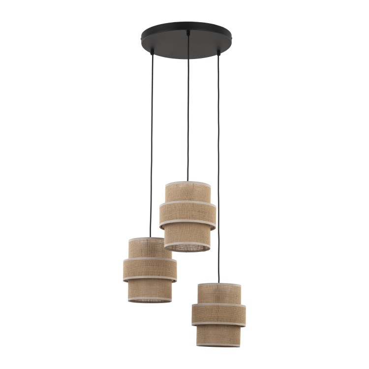 CALISTO JUTA Lampa wisząca 3 Koło 6098 TK Lighting Czarny Juta