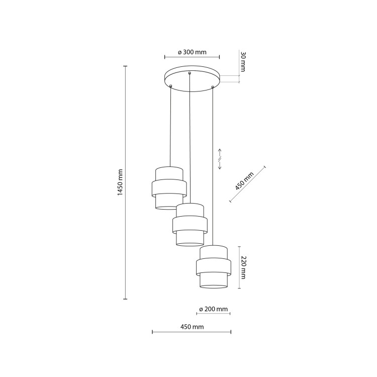 CALISTO JUTA Lampa wisząca 3 Koło 6098 TK Lighting Czarny Juta