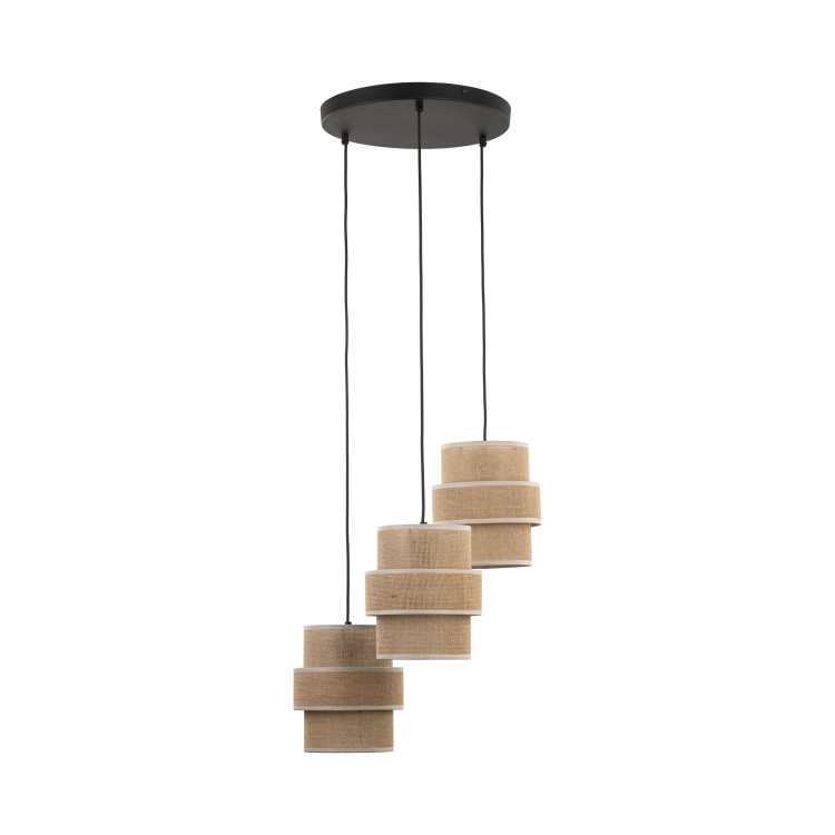 CALISTO JUTA Lampa wisząca 3 Koło 6098 TK Lighting Czarny Juta