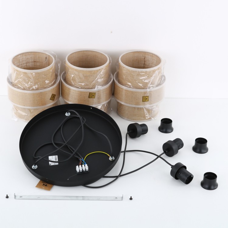 CALISTO JUTA Lampa wisząca 3 Koło 6098 TK Lighting Czarny Juta