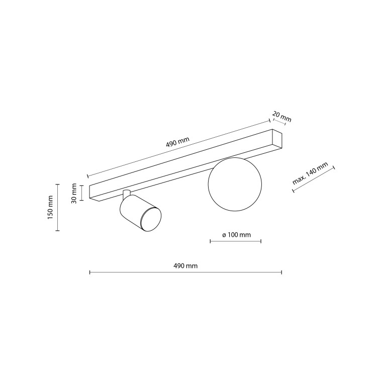 VOX Lampa sufitowa 2 10000 TK Lighting Czarny Biały