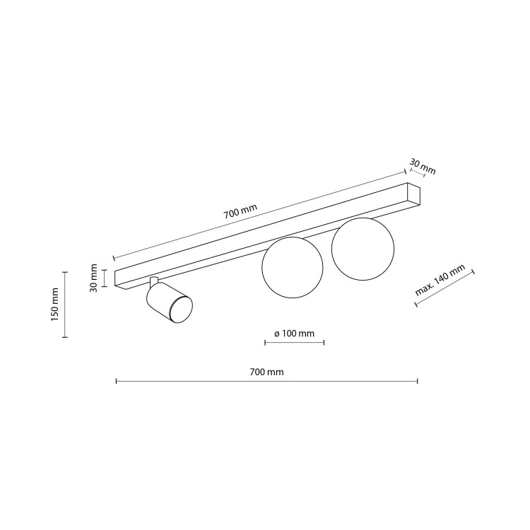 VOX Lampa sufitowa 3 10001 TK Lighting Czarny Biały