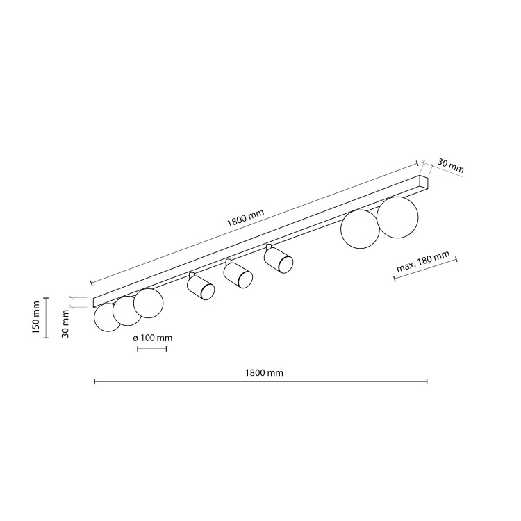 VOX Lampa sufitowa 8 10004 TK Lighting Czarny Biały