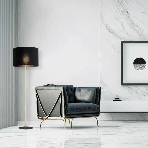 UMBERTO BLACK GOLD Lampa podłogowa 1 16029 TK Lighting Złoty, Czarny Czarny