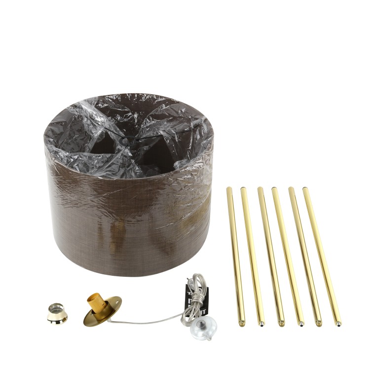 UMBERTO BROWN GOLD Lampa podłogowa 1 16031 TK Lighting Złoty, Czarny Brązowy
