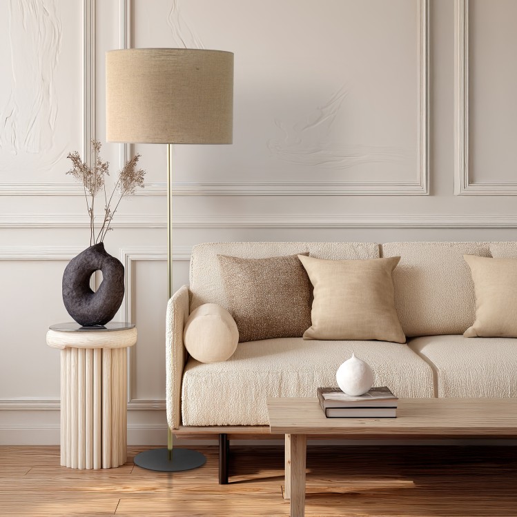 UMBERTO LINEN GOLD Lampa podłogowa 1 16035 TK Lighting Złoty Len