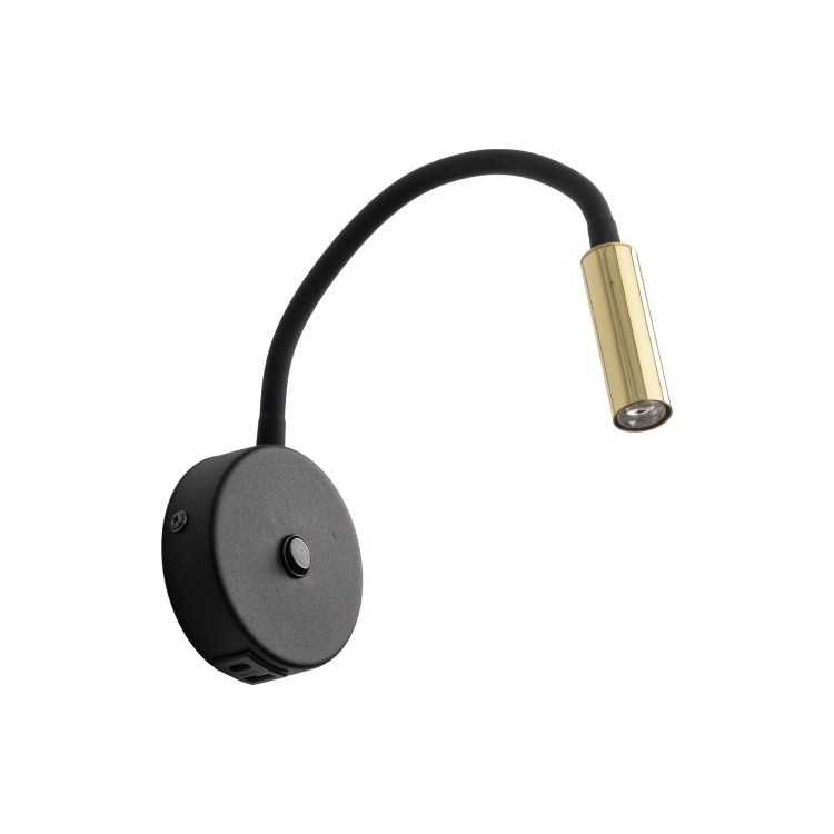 LAGOS BLACK/GOLD Kinkiet 1 USB 10201 TK Lighting Złoty, Czarny Złoty