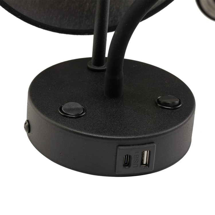 MAJA BLACK Kinkiet 2 E27+ G9 + USB 10203 TK Lighting Czarny Czarny