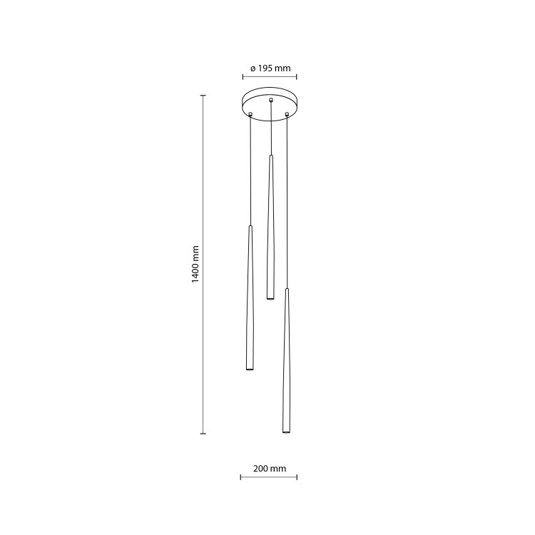 PIANO BLACK Lampa wisząca 3 10113 TK Lighting Czarny Czarny
