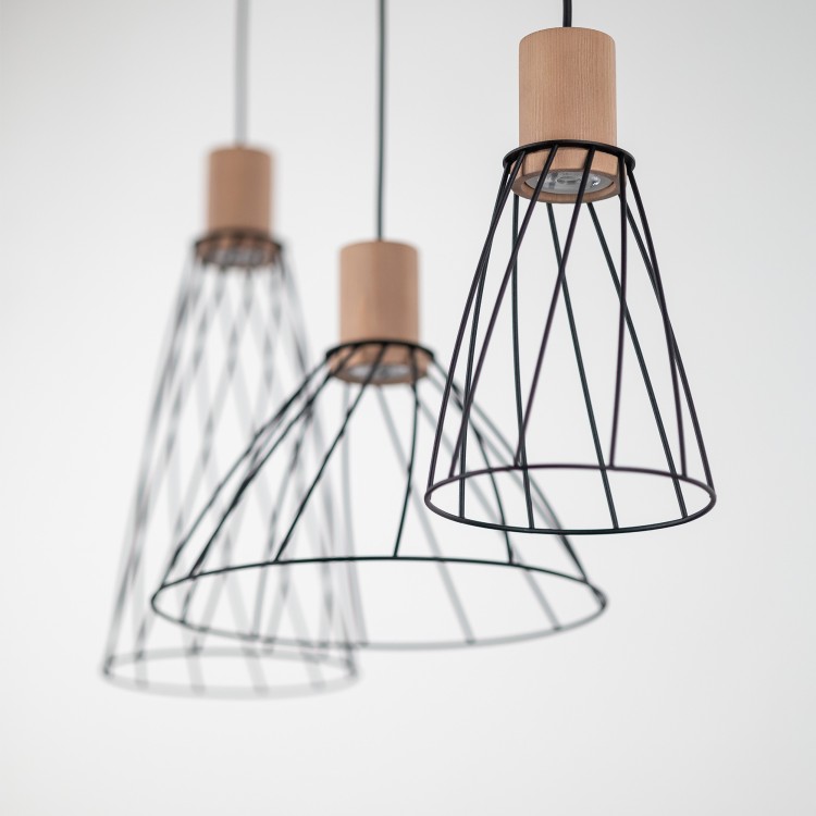 MODESTO WOOD SOSNA Lampa wisząca 3 10158 TK Lighting Czarny Czarny