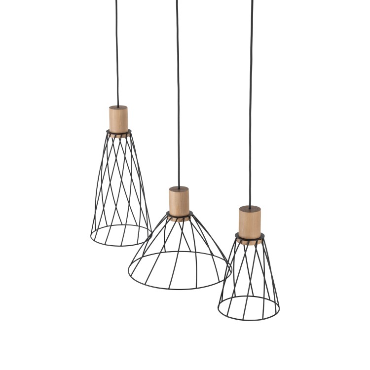 MODESTO WOOD SOSNA Lampa wisząca 3 10158 TK Lighting Czarny Czarny