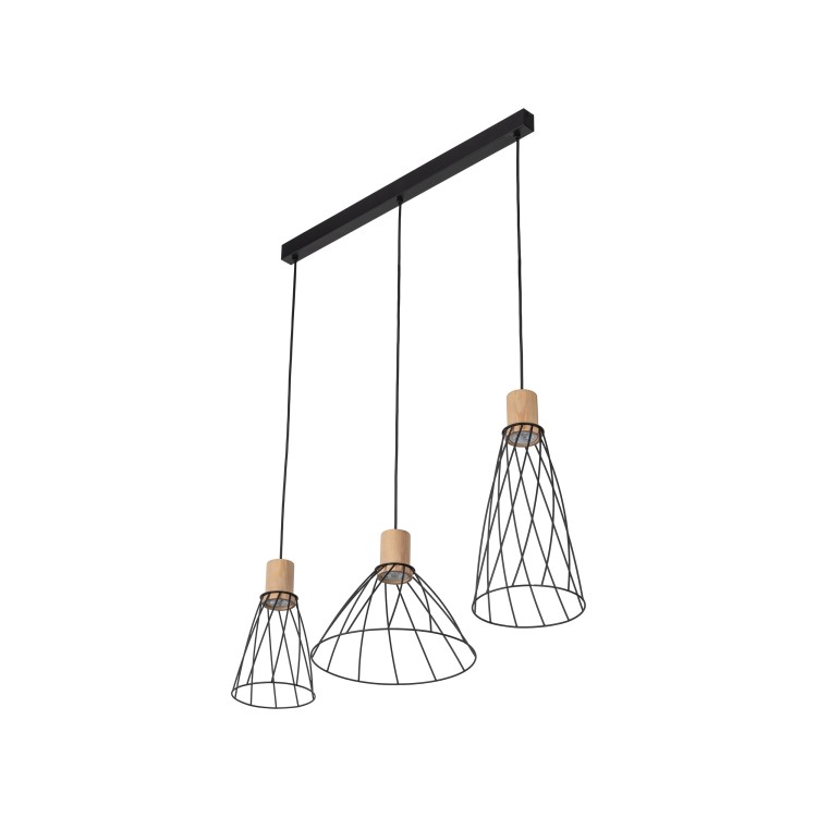 MODESTO WOOD SOSNA Lampa wisząca 3 10158 TK Lighting Czarny Czarny