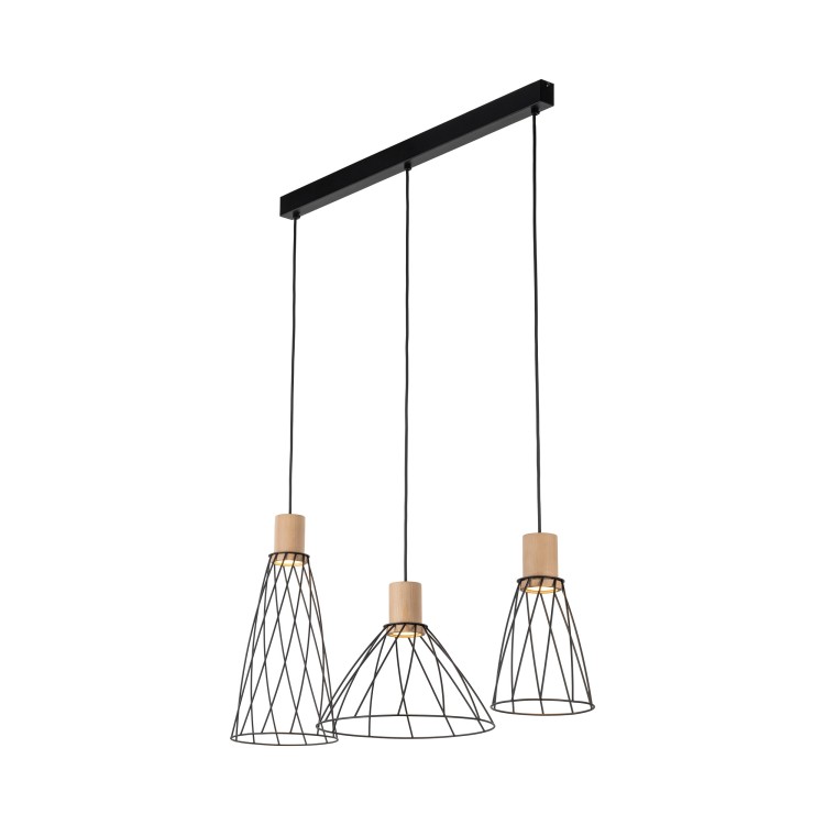 MODESTO WOOD SOSNA Lampa wisząca 3 10158 TK Lighting Czarny Czarny