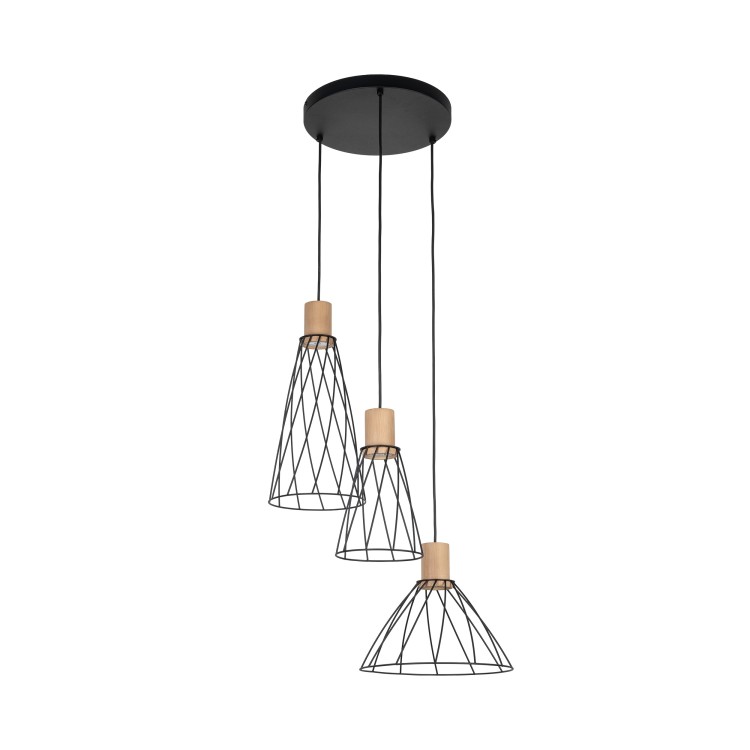 MODESTO WOOD SOSNA Lampa wisząca 3 Koło 10188 TK Lighting Czarny Czarny