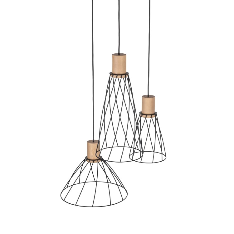 MODESTO WOOD SOSNA Lampa wisząca 3 Koło 10188 TK Lighting Czarny Czarny