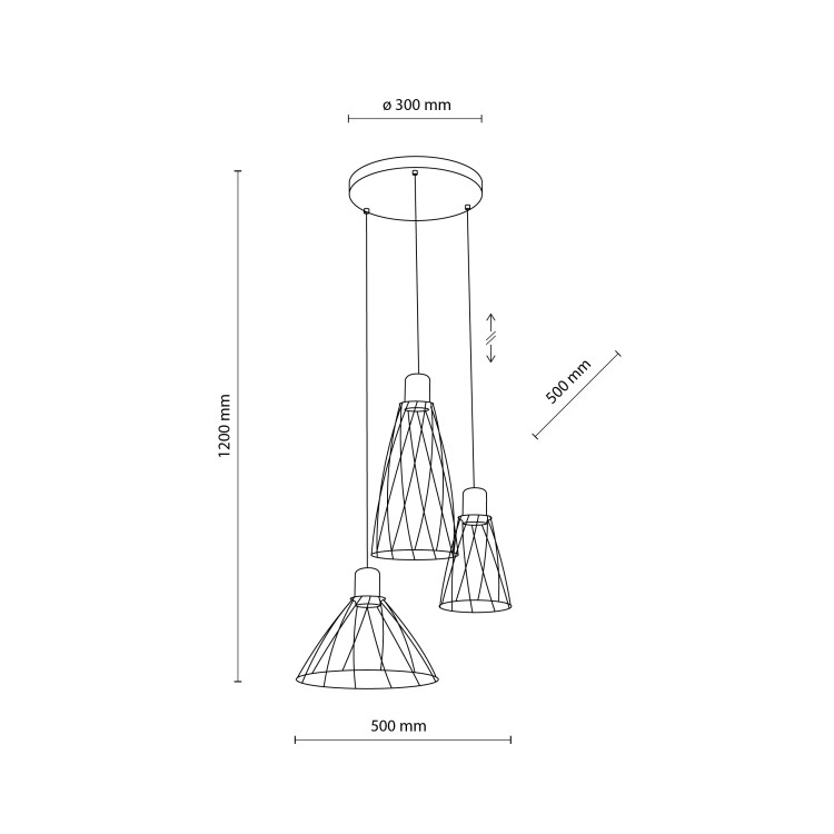 MODESTO WOOD SOSNA Lampa wisząca 3 Koło 10188 TK Lighting Czarny Czarny