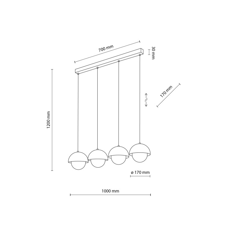 BONO BEIGE Lampa wisząca 4 Listwa 10213 TK Lighting  Biały