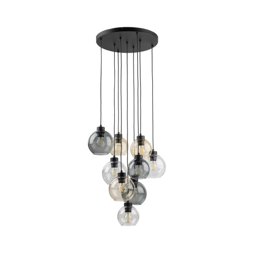CUBUS MIX Lampa wisząca 9 Koło 10247 TK Lighting Czarny Transparentny, Szary, Bursztynowy