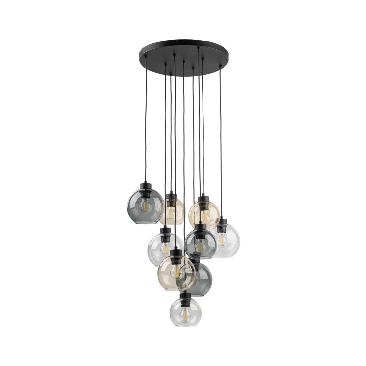 CUBUS MIX Lampa wisząca 9 Koło 10247 TK Lighting Czarny Transparentny, Szary, Bursztynowy