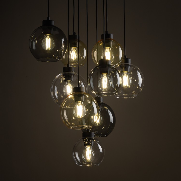 CUBUS MIX Lampa wisząca 9 Koło 10247 TK Lighting Czarny Transparentny, Szary, Bursztynowy