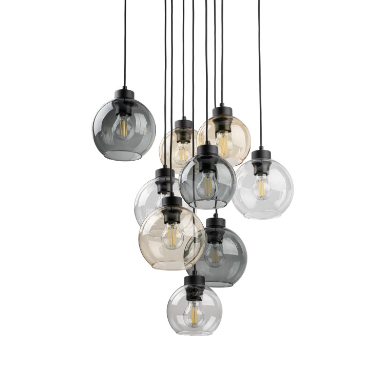 CUBUS MIX Lampa wisząca 9 Koło 10247 TK Lighting Czarny Transparentny, Szary, Bursztynowy