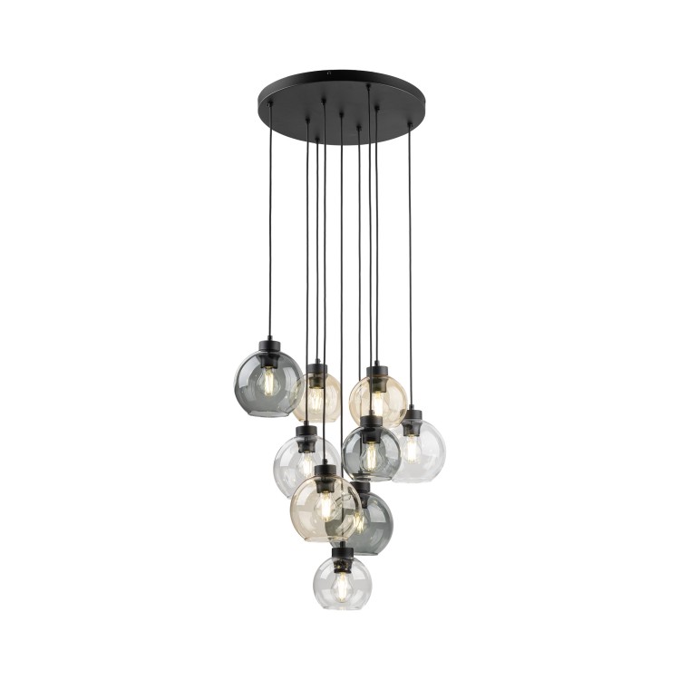 CUBUS MIX Lampa wisząca 9 Koło 10247 TK Lighting Czarny Transparentny, Szary, Bursztynowy
