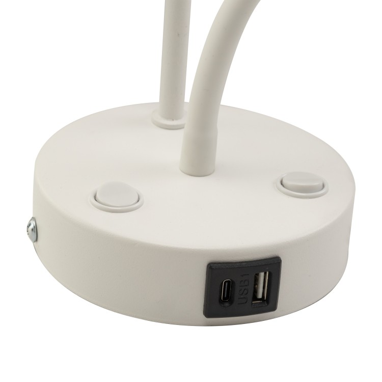 MAJA WHITE Kinkiet 2 E27 + G9 + USB 10204 TK Lighting Biały Biały