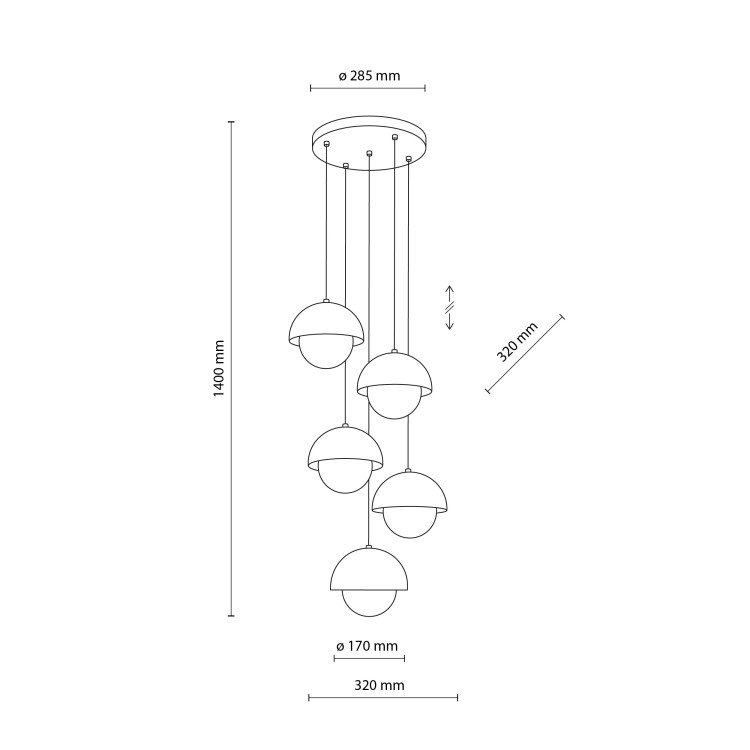 BONO OCHRA Lampa wisząca 5 10268 TK Lighting Ochra Biały